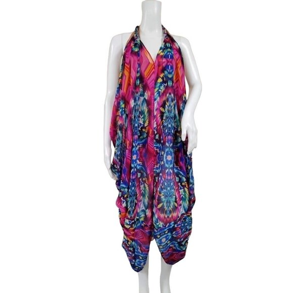 ASOS Sleeveless Printed Midi Beach Wrap Dress Multicolor Women's Size US 12 - Picture 1 of 6